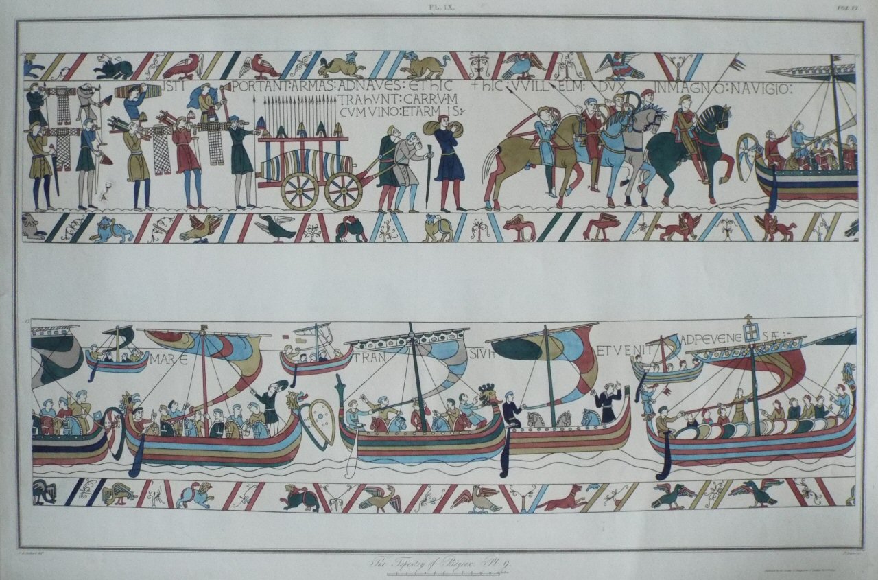 Aquatint - The Tapestry of Bayeux. Pl.IX - Basire